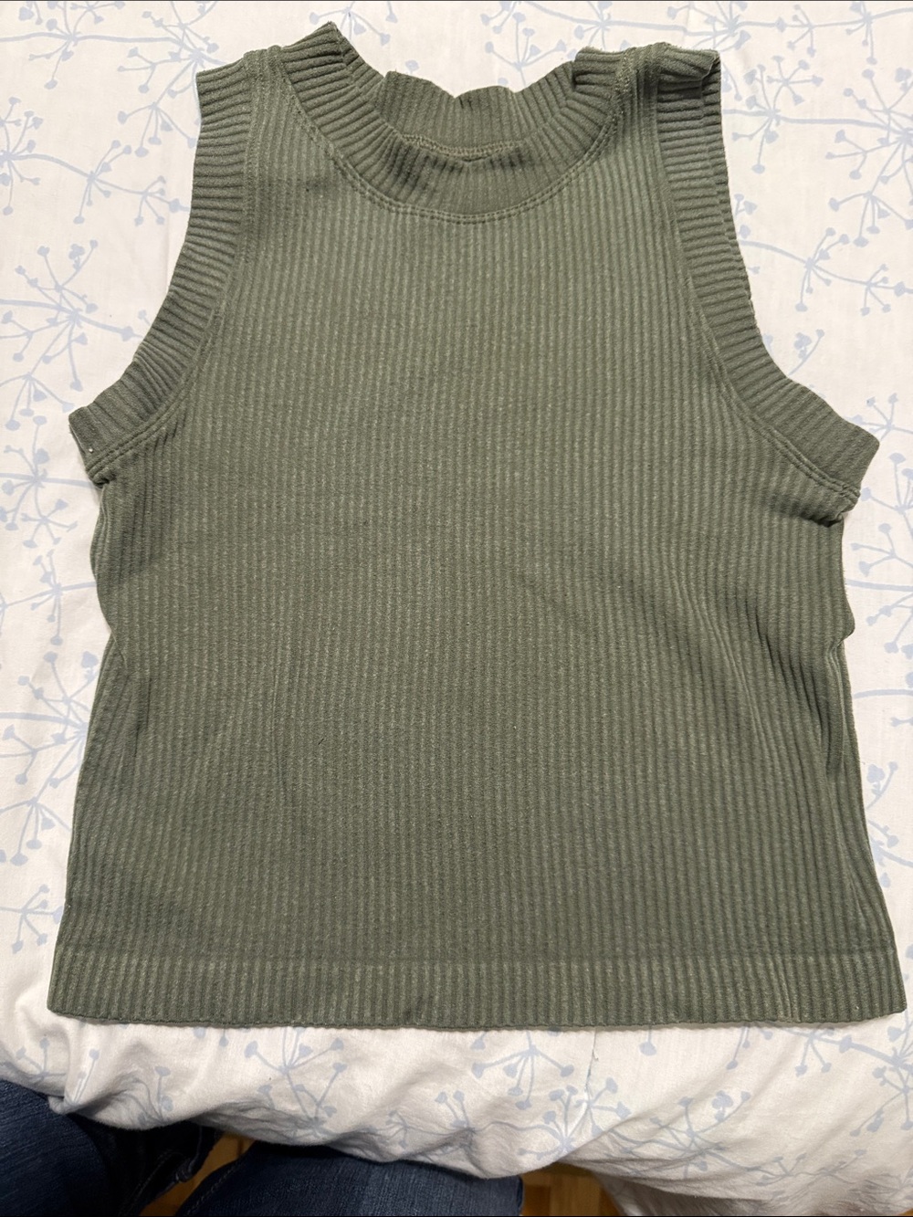 Aura Olive Ribbed Sleeveless Tank